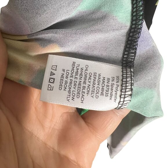 Susan Graver Black Multicolor Floral Long Sleeve A Line Midi Dress Medium - Picture 6 of 11